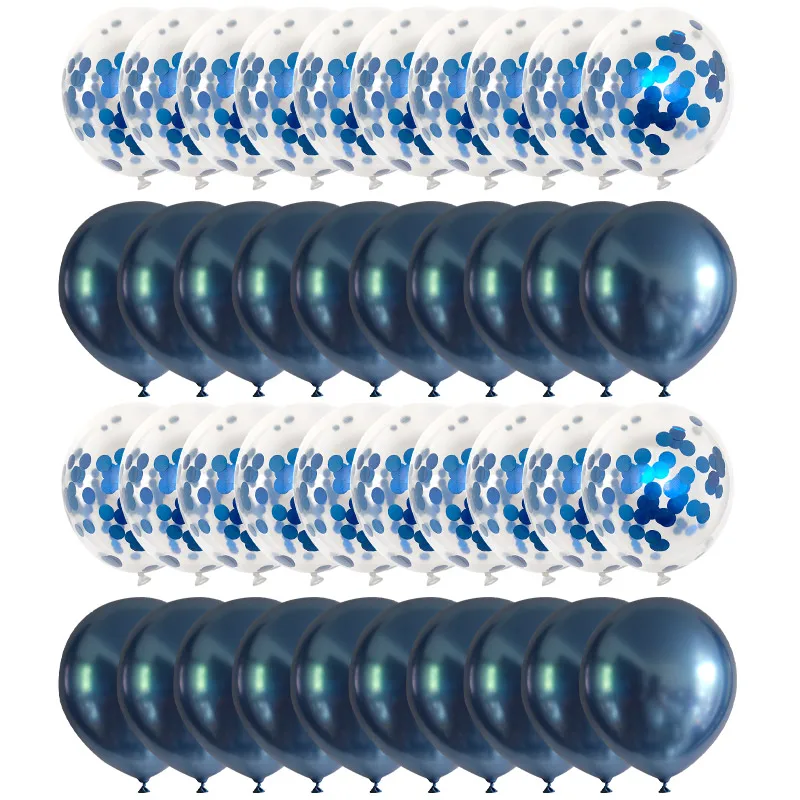 

40Pcs Blue Balloons Set Agate Marble Metallic Confetti Balloon for Kids Birthday Party Baby Shower Graduation Decoration Wedding