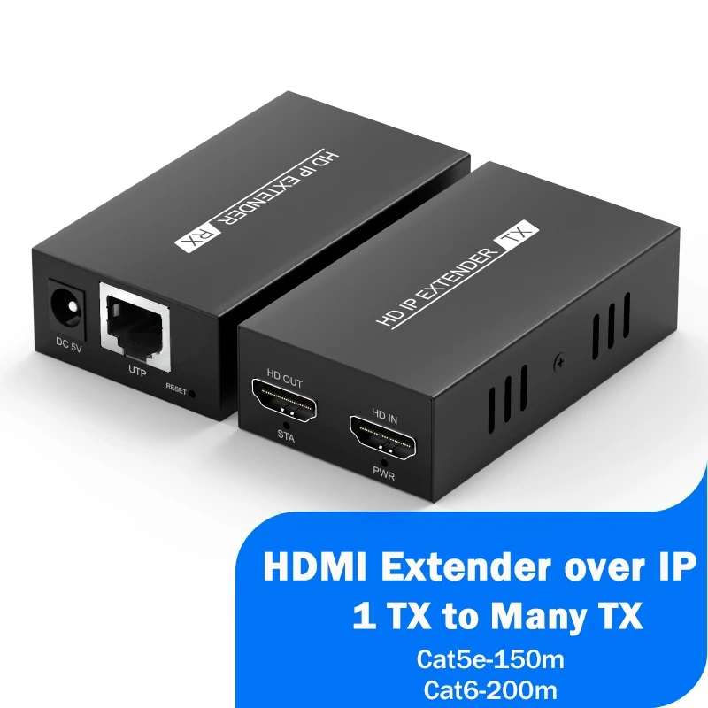 

H.264 RJ45 HDMI Extender Over IP UTP/STP CAT5 CAT5e CAT6 Extensor HDMI RJ45 1080P@60Hz LAN Network 200m HDMI Extender Ethernet