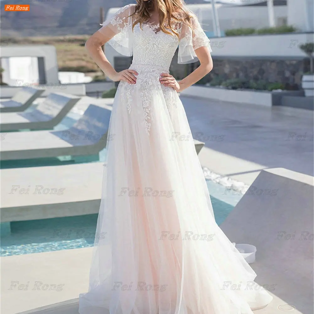 

Женское свадебное платье It's yiiya, белое кружевное платье-трапеция с V-образным вырезом и короткими рукавами на лето 2022