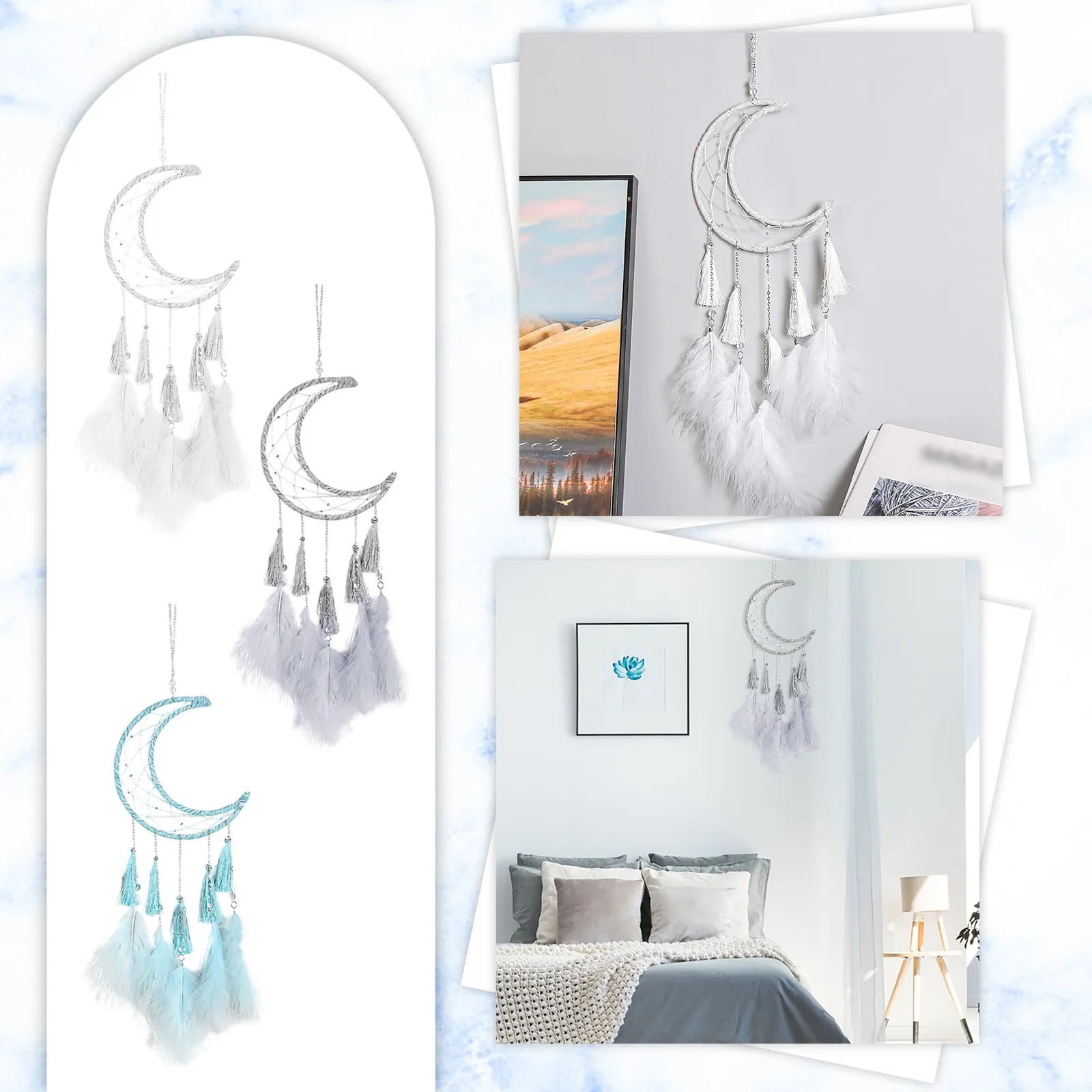 

Moon Star Dream Catchers To Hang Wind Chime Tassel Macrame Bedroom Decoration Girl Aesthetic Home Decor Wall Children's Room
