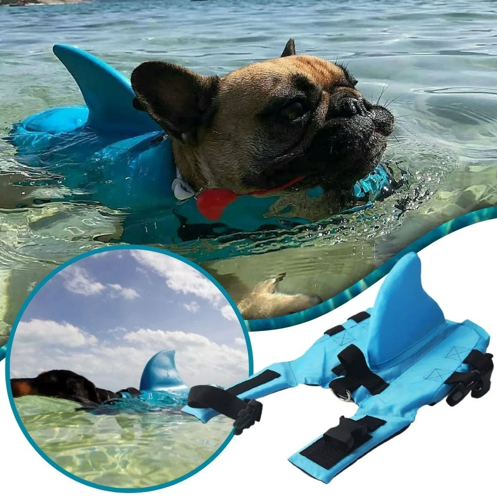 

Dog Life Jacket Preserver with Adjustable Belt Summer Pet Puppy Swimming Shark Vest Clothes for Small Dogs French Bulldog
