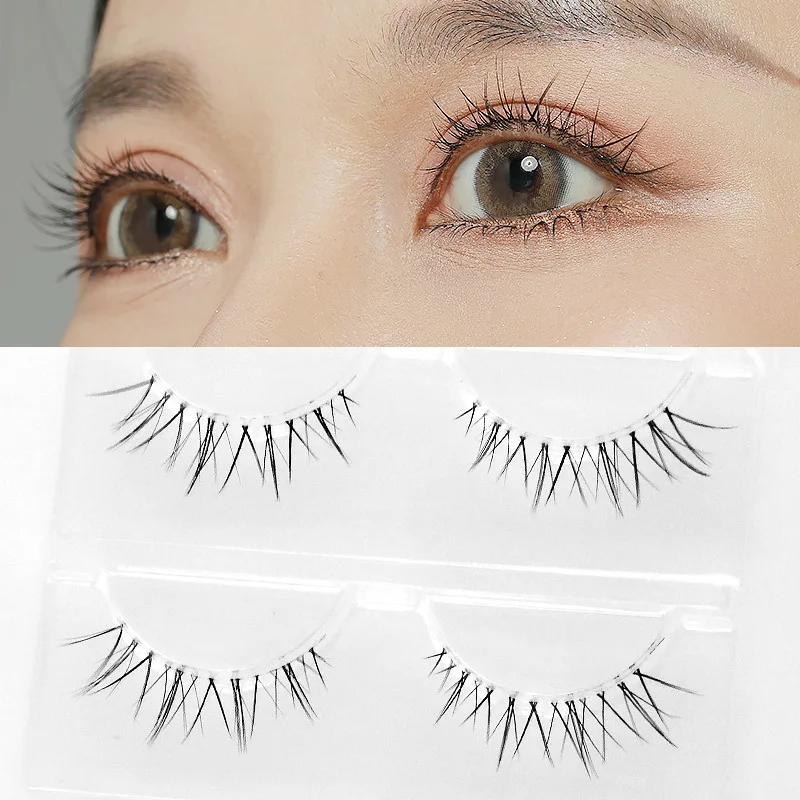 

Hand Sharpening False Eyelashes Popular Natural Nude Makeup 3 Pairs 3D Natural Curling Fake Eyelashes