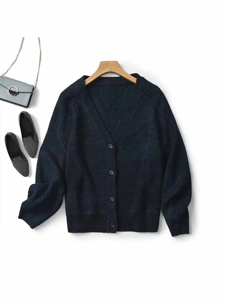 

Женский кардиган на пуговицах, свободный свитер контрастных цветов с V-образным вырезом и длинным рукавом, верхняя одежда в винтажном стиле на осень