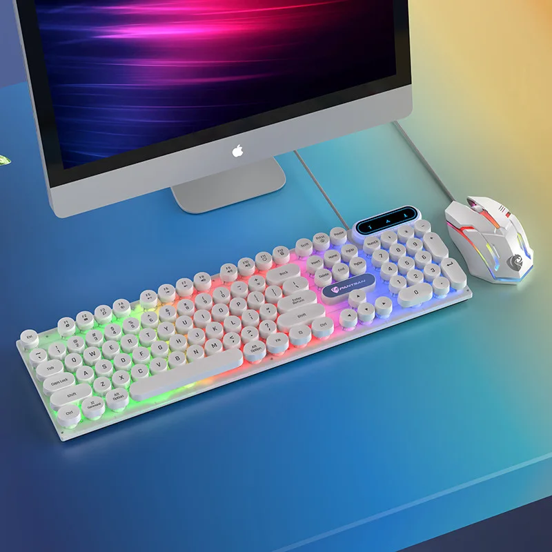 New Gamer Keyboard And Mouse PC Gaming RGB Backlit Rubber Keycaps Wired |