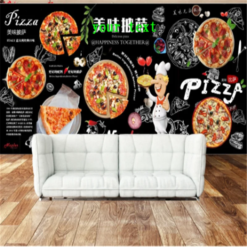 

Пользовательский снэк бар гамбургеры Западная фаст-фуд настенная бумага 3D Ресторан черный фон пицца домашний декор настенная 3D Бумага