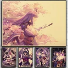 Популярная игра Genshin Impact персонаж: Raiden Shogun постер, ВИНТАЖНАЯ фотография, художественная живопись, домашний декор, наклейка на стену