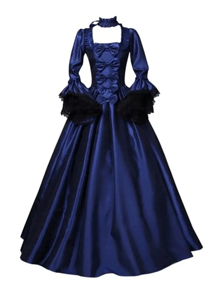 

Женское винтажное вечернее платье SISHION VD3587, длинное черно-фиолетовое платье с кружевными расклешенными рукавами в стиле ретро средневековь...