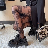 dark lolita sock fashion personality jk uniform suit dress up pantyhose large flower print stockings
