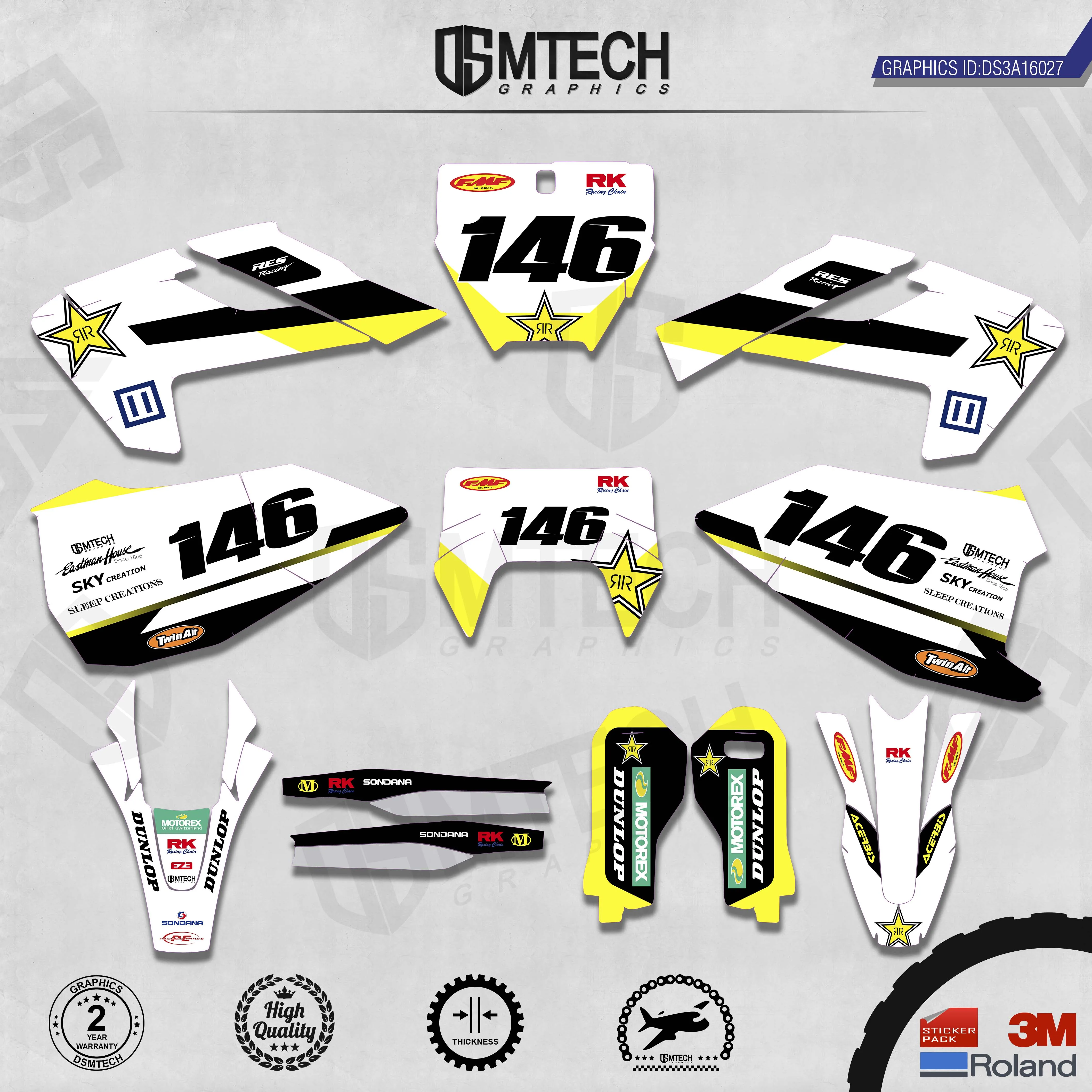 DSMTECH Customized Team Graphics Backgrounds Decals 3M Custom Stickers For TC FC TX FX FS 2016-2018  TE FE 2017-2019  027