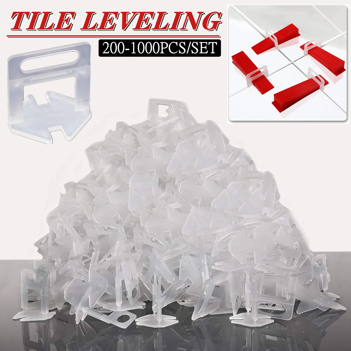Tile Leveling System Clips 200-1000Pcs Tiles Leveler Spacers 1/1.5/2/2.5/3MM for Ceramic Tile Laying Leveling Construction Tools