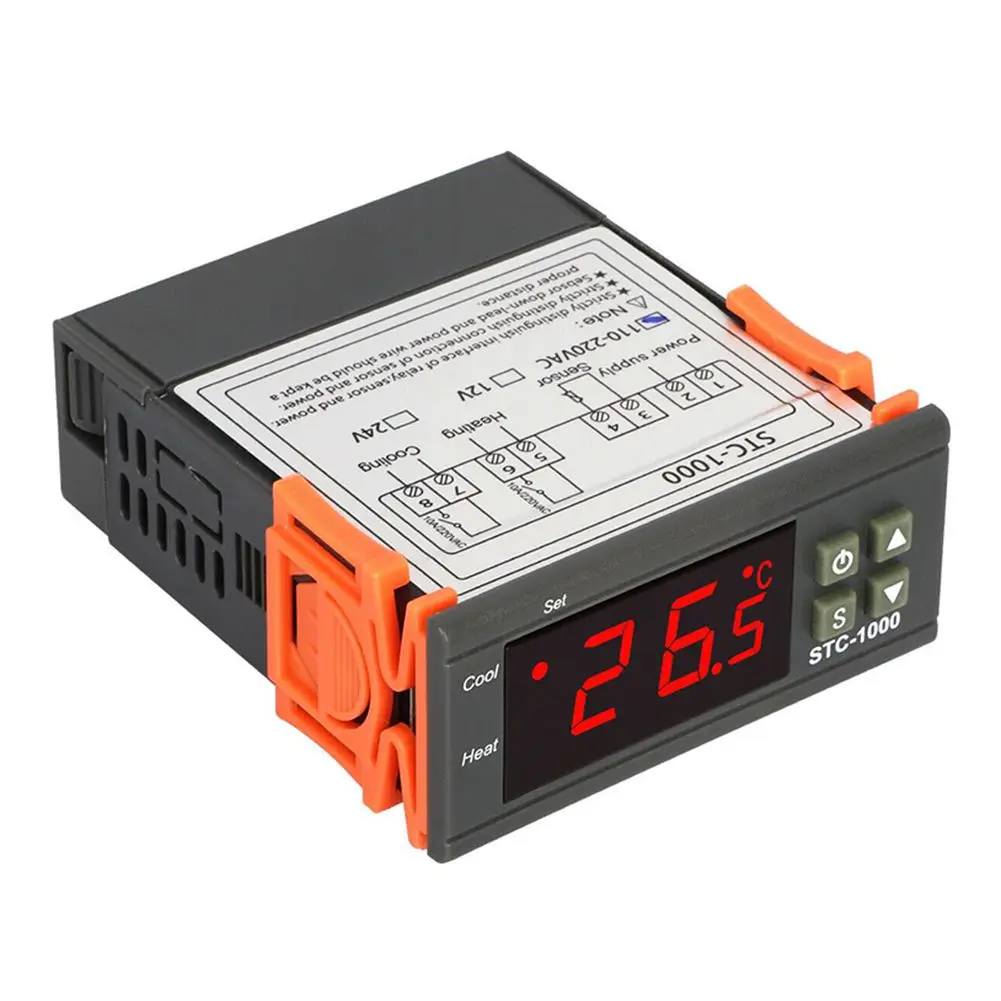 

Temperature Controller 1 Set 12V /24V/110V- 220V 8.5*7.5*3.45cm ABS Digital STC-1000 W/ Sensor ±1degree Celsius