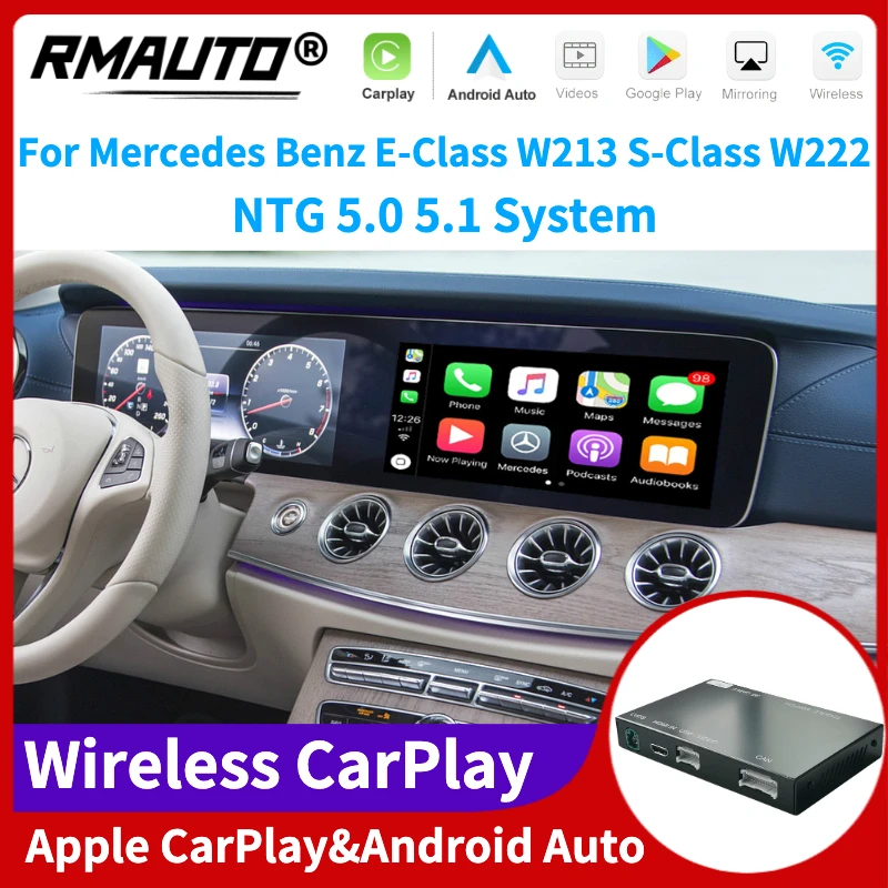 RMAUTO беспроводной Apple CarPlay NTG 5,0 5,1 для Mercedes Benz E-Class W213 S-Class W222 2014-2020 Android Авто Mirror Link AirPlay