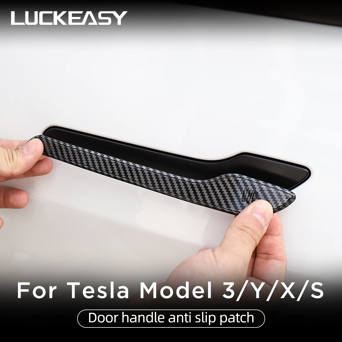 

LUCKEASY для Tesla Model 3 Y S 2016-2023, автомобильные аксессуары, накладка на дверную ручку, декоративные наклейки из АБС-пластика на дверную ручку