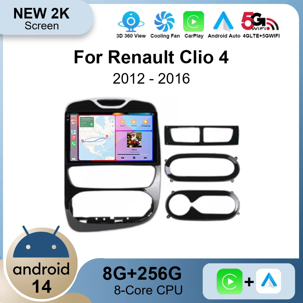 Автомобильное радио Android 14 для Renault Clio 4 2012 2013 2014 2015 2016 2017 2018 беспроводная