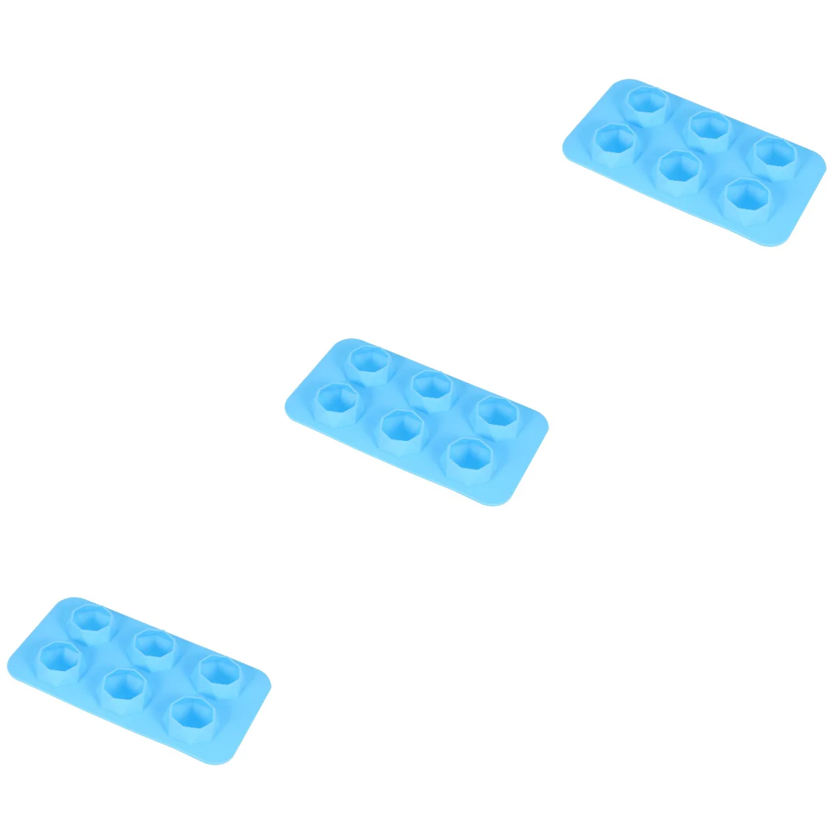 

3pcs 6 Lattices Silicone Ice Mold Shape for Whiskey Iced Coffee (Sky Blue)