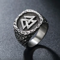 vintage viking valknut rings for men 316l stainless steel viking compass ring heavy metal norse amulet jewelry wholesale