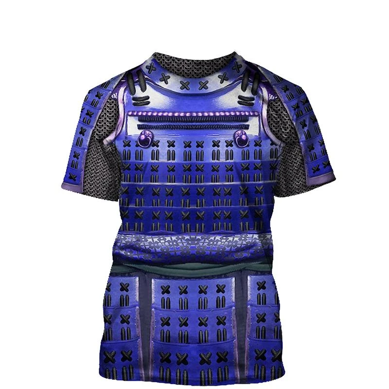 

3d Printed Warrior Samurai Armor T-shirt Mens Cool Ancient Roman Style Knight Armor Streetwear Top O Neck Short Sleeve Tees Top