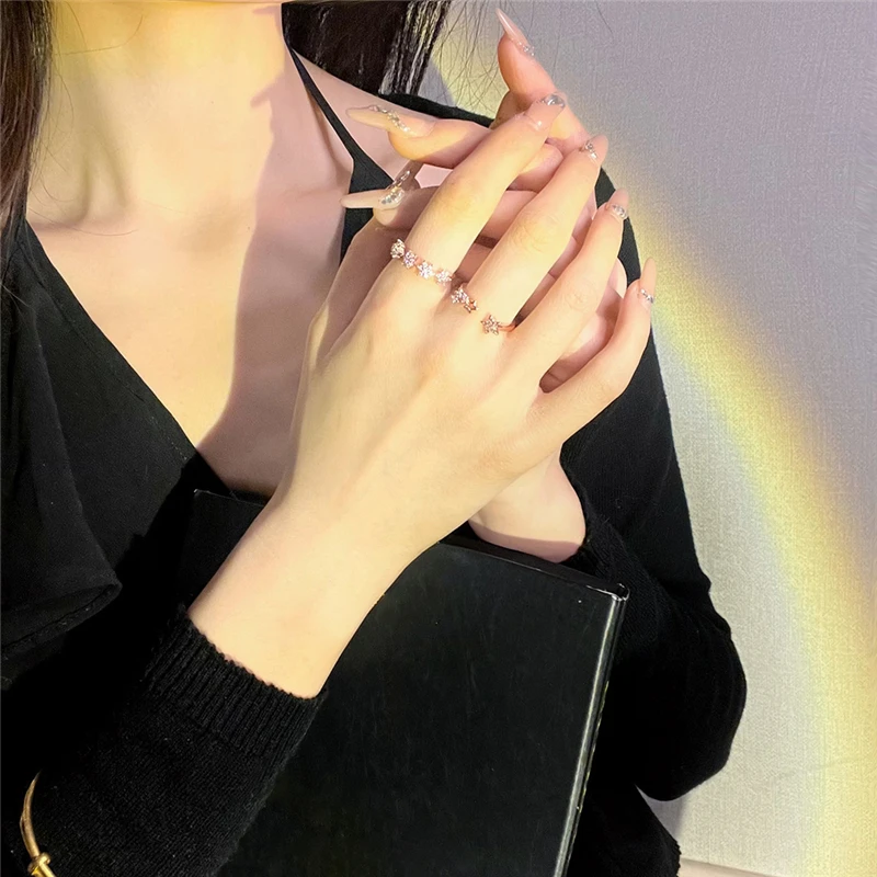 Японское и женское изысканное открытое регулируемое кольцо со звездой