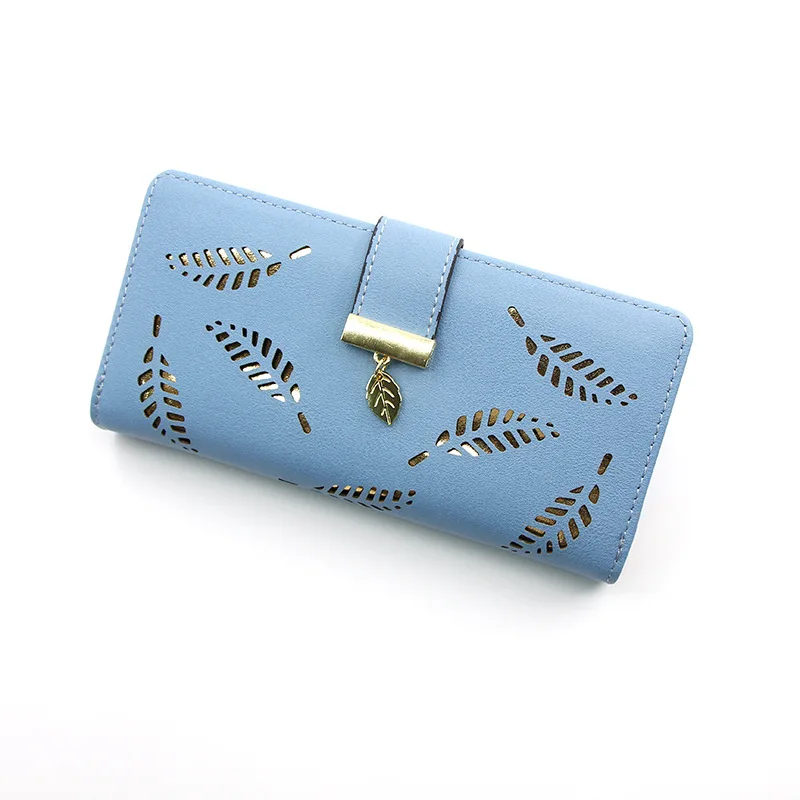 New Leaf Hollowed-out Long Zipper Purse Women Zero Mobile Phone Bag Women's Handbag Zero Purse