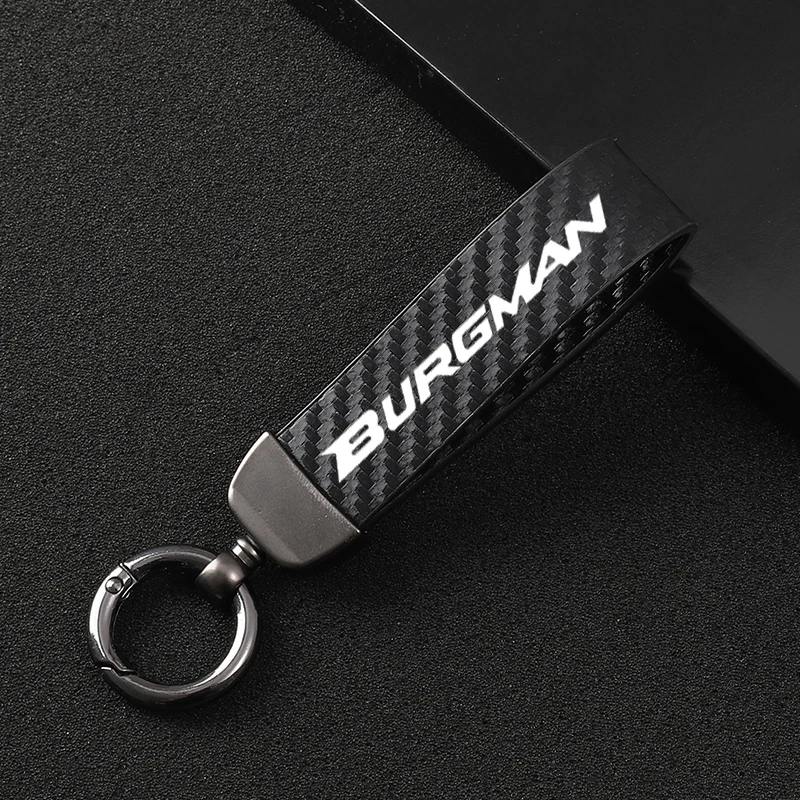 

New fashion motorcycle carbon fiber leather rope Keychain key ring For SUZUKI BURGMAN AN125 AN200 AN250 AN400 AN650 AN 650