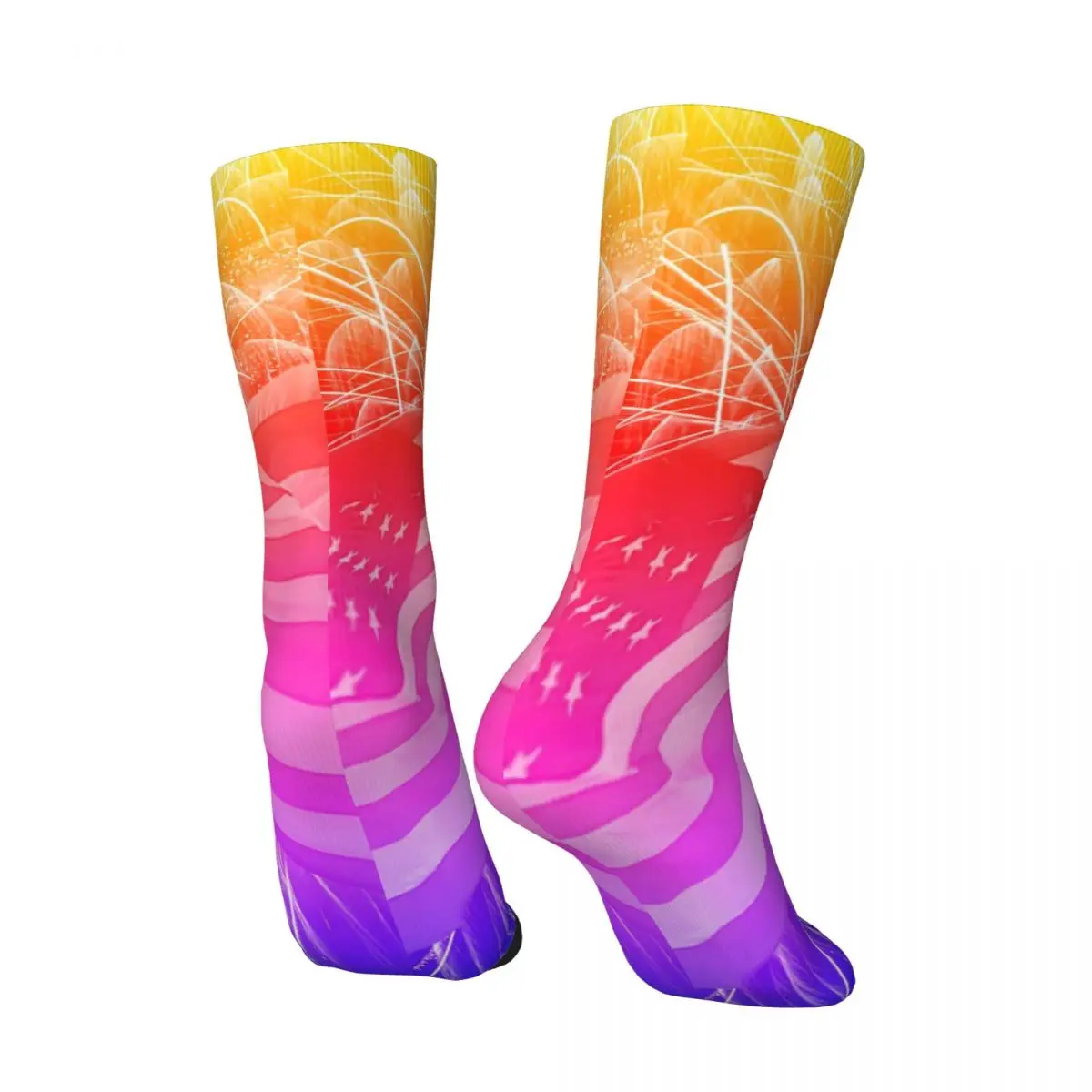 Чулки с принтом флага США готические носки фейерверков иванны весенние