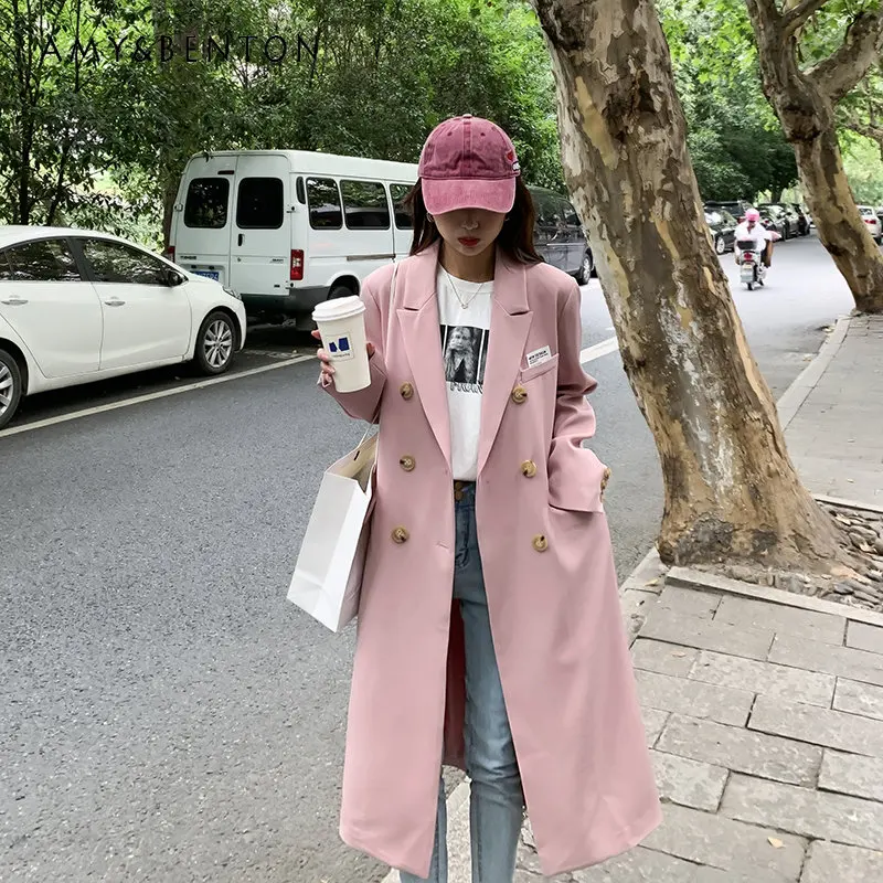 Suit Trench Coat for Women Long Below The Knee 2023 Spring and Autumn New High Sense Temperament Goddess Style Leisure Suit