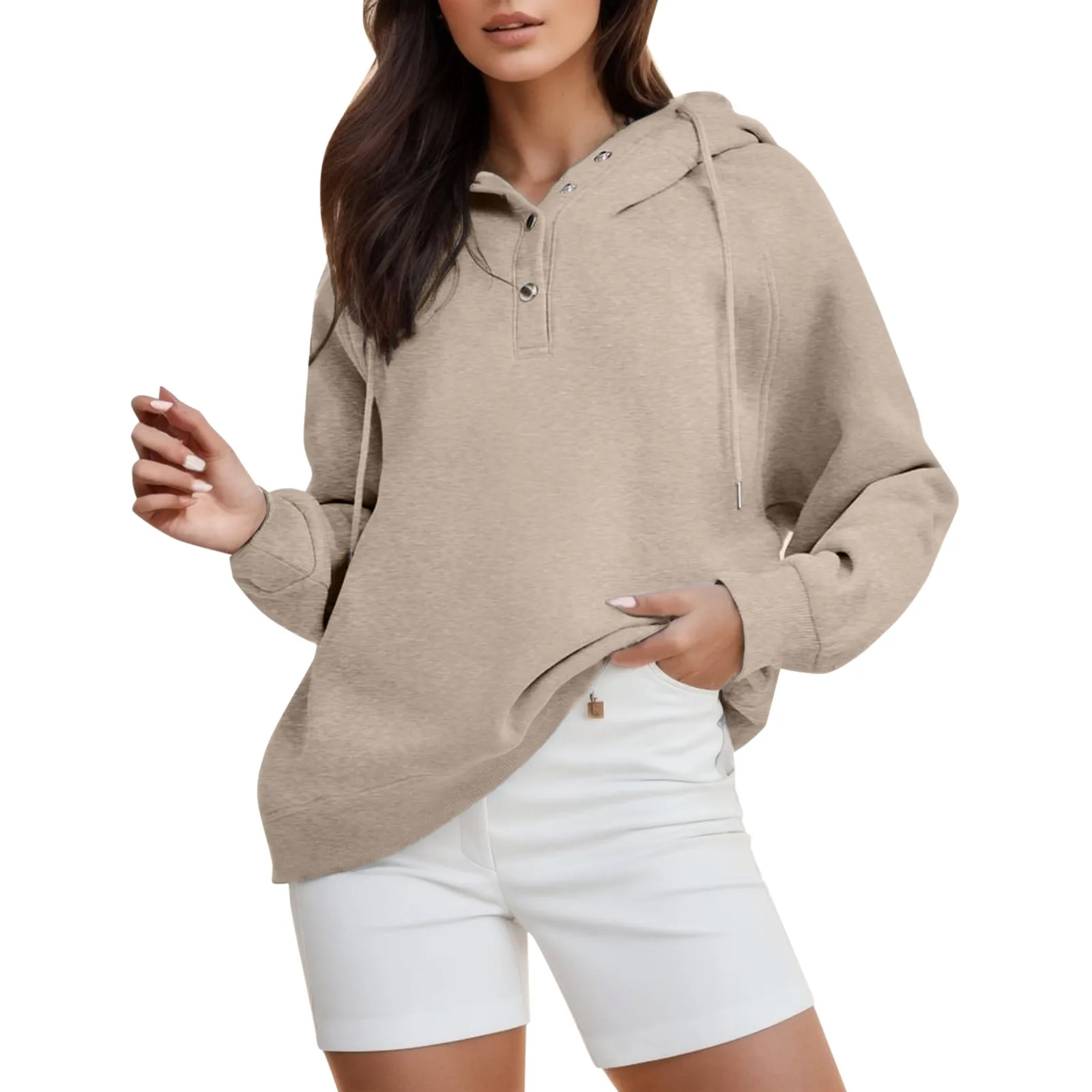 

Women Hood Sweatshirt Autumn Winter Warm Button Drawstring Pullover Hoodies Top Female Plus Size Streetwear Femininas sudaderas