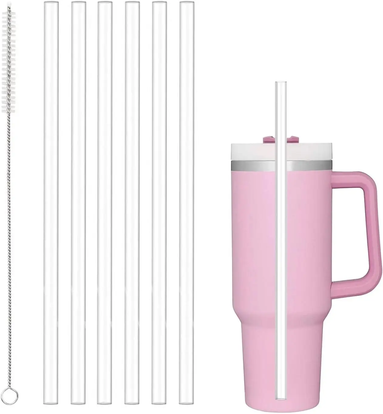 Многоразовые Пластиковые Трубочки С Чистящей Щеткой 6 Шт.