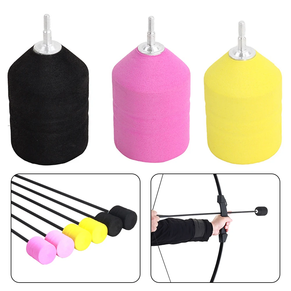 

3 Pcs Archery Sponge Arrow Heads Foam Practice Game Safety Black/yellow/pink For Arrow Shafts With Inner Dia 6.2mm