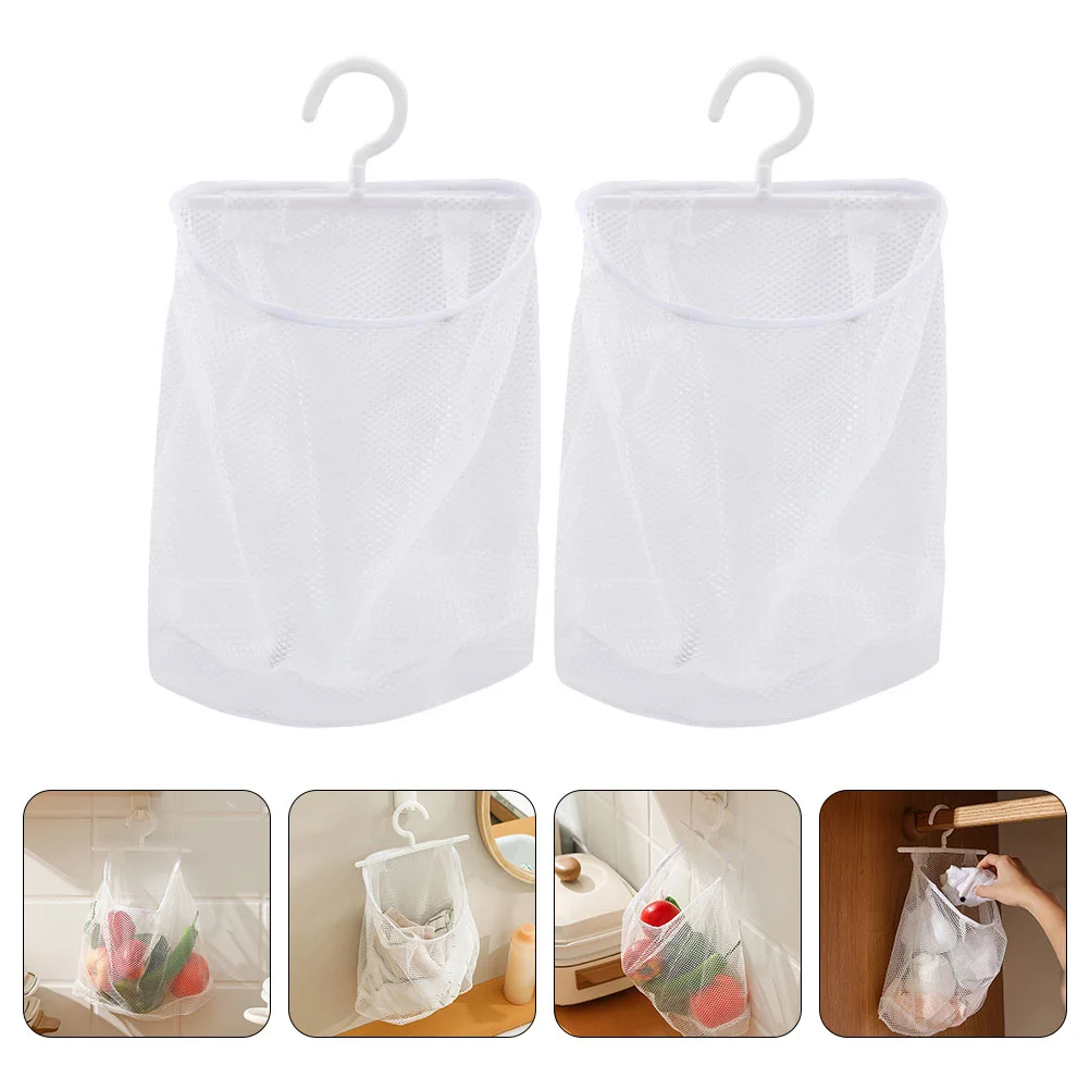 

2 Pcs Storage Mesh Bag Clothes Peg Pouch Baby Bath Toys Fruit Vegetable Home Organiser Kitchen Hanging Net Supplies Onion Box