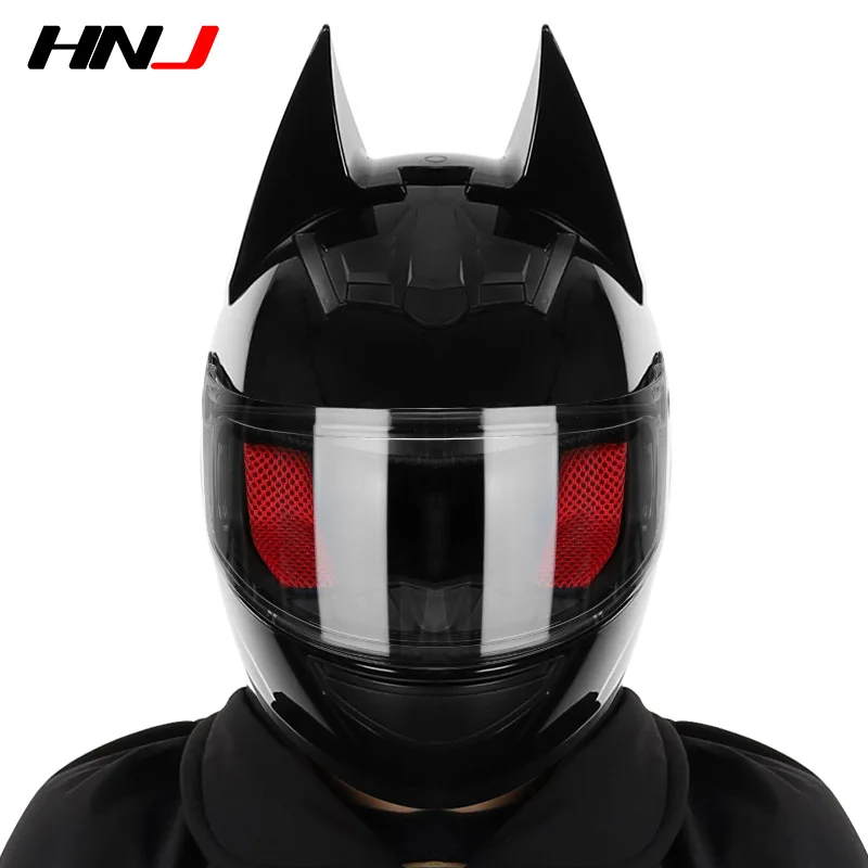 Helmet Motorcycle Bat Man Knight Helmet Horn Black Motorcross Motor Bike Men Motorcycle Casco Moto Cool Kask Capacete HNJ 939 enlarge