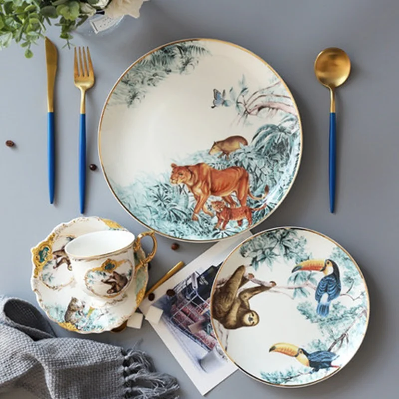 

Rainforest Ceramic Tableware Chinese Skeletal Animal Dessert Fruit Plate Home Porcelain Decoration Delivery Free