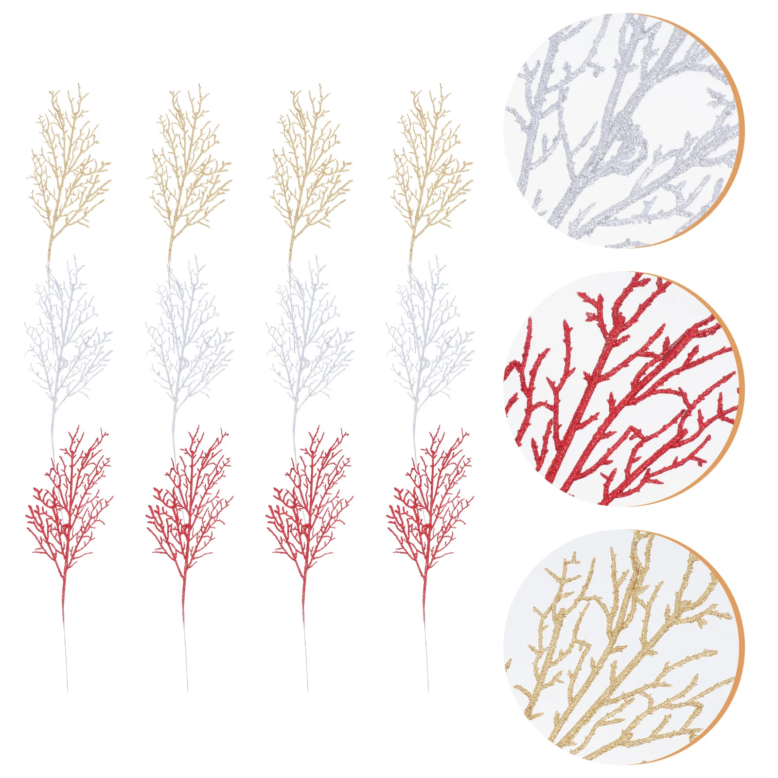 

Christmas Picks Branches Glitter Artificial Tree Stems Flower Pine Deadwood Leaves Floralbranch Decor Fakeleaf Fern Simulated