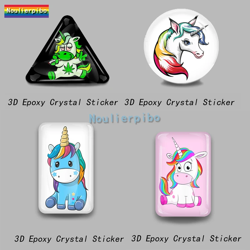 

3D Beautiful Cartoon Stereo Dome Epoxy Car Sticker Rainbow Horse Unicorn Love Bullet Unicorn PVC Car Phone Laptop Vinyl Decal