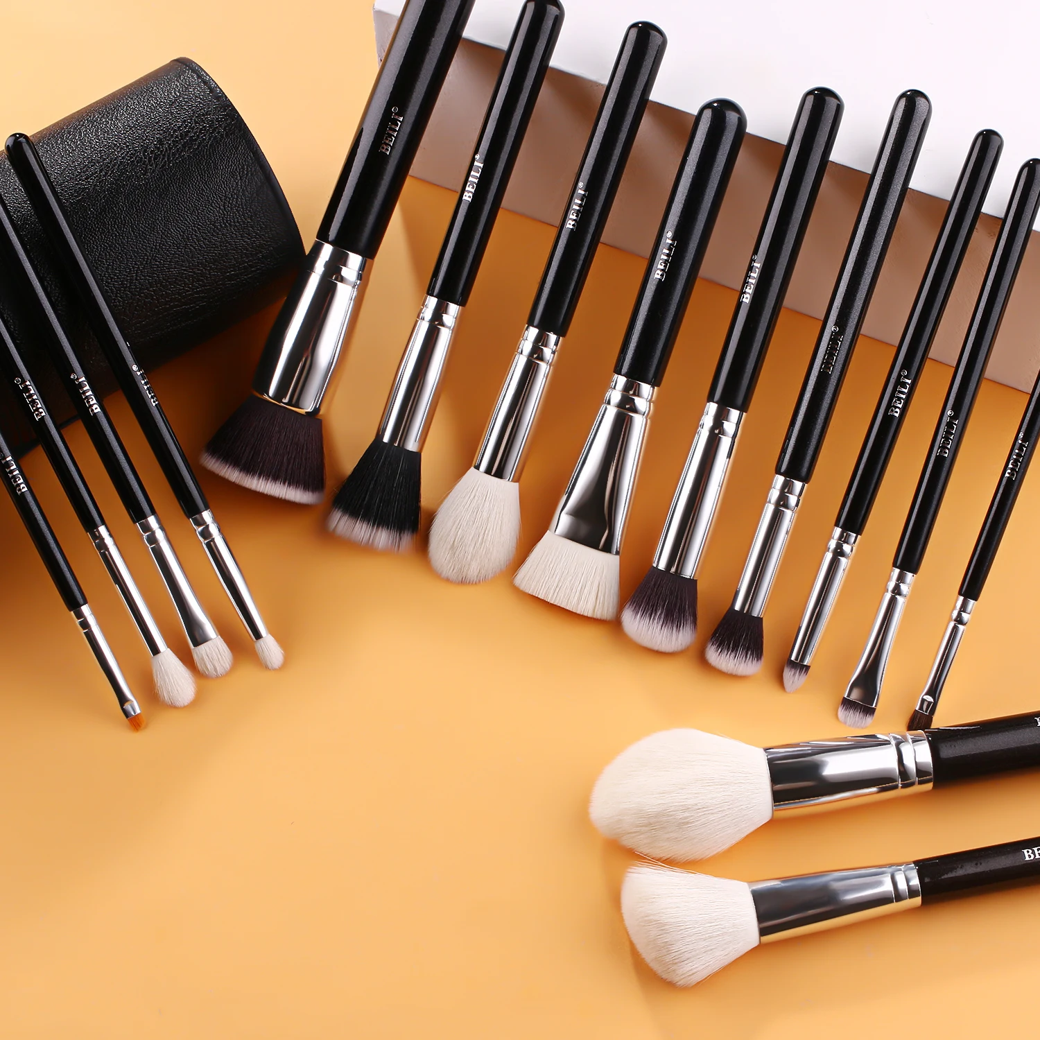 Кисти для макияжа BEILI 15 шт. козья шерсть с держателем пудра основа тени век