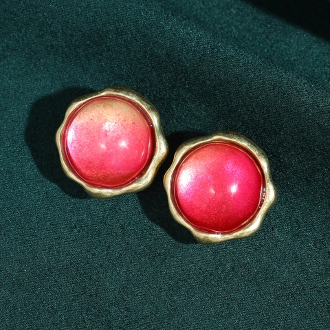 Стеклянные серьги-гвоздики STALAIT персиково-розовые