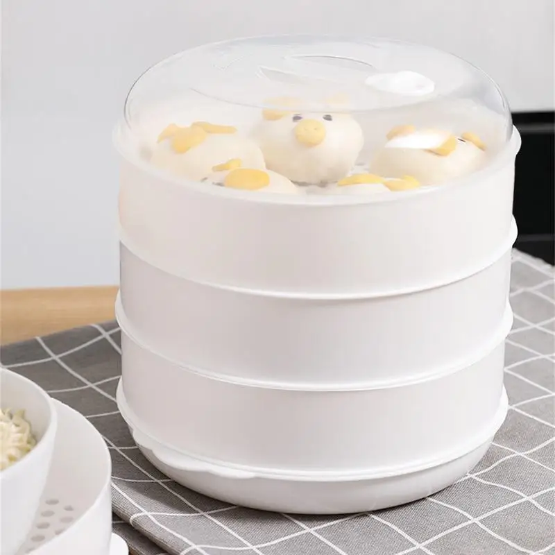 

Microwave Oven Steamer 3 Tiers Round Shaped Cooking Pot Steaming Utensils Healthy Cooking Tool Houshold Kitchen Accessories