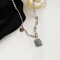 personalized vintage simple letter tag clavicle necklace for women girls aesthetic hip hop choker silver necklace female jewelry