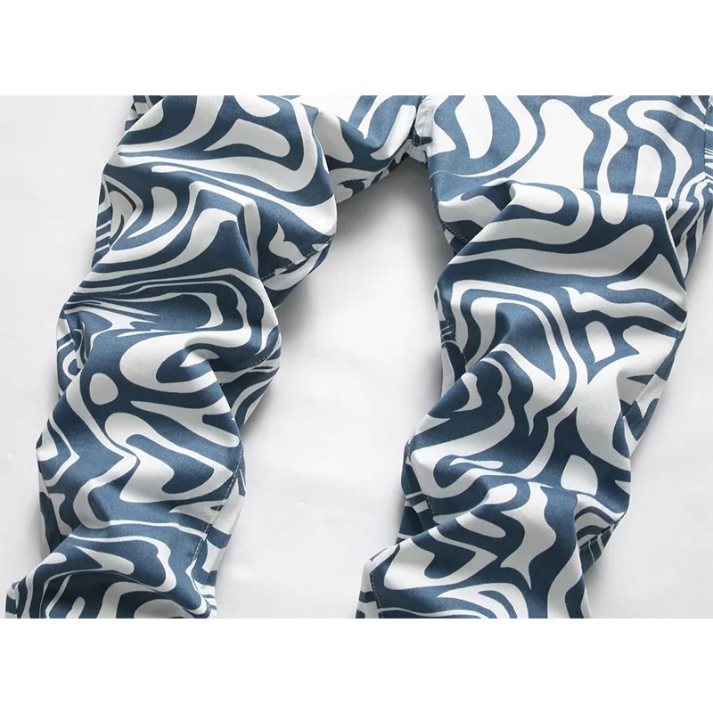 Streetwear Men Fashion Elastic 3D Printing Straight Denim Pants Full Length Trousers Pantalones Vaqueros Hombre