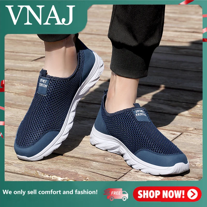 

VNAJ Summer Sneakers Men Shoes Breathable Mesh Lightweight Walking Casual Shoes Slip-On Driving Men's Loafers Zapatos Casuales