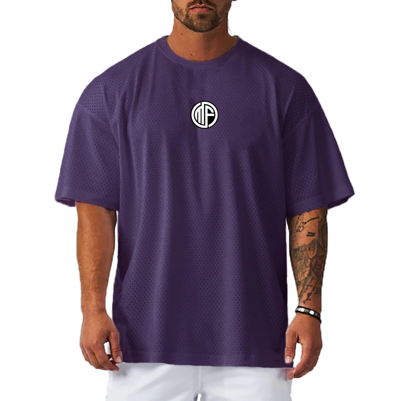 

Мужская брендовая сетчатая Повседневная быстросохнущая Спортивная футболка большого размера, одежда для фитнеса, бодибилдинга, тренажерного зала, модная футболка с коротким рукавом