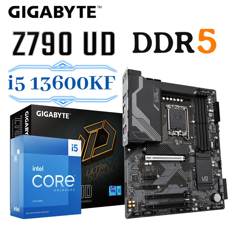 

Gigabyte Z790 UD DDR5 Motherboard + Intel Core 13th i5 13600KF CPU Kit Support D5 128GB 7600 MHz RAM PCIe 5.0 ATX Mainboard New