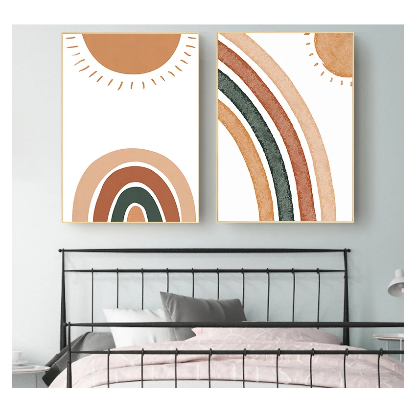 

Детский Декор, Картина на холсте, картины, настенные художественные плакаты, принты для детской комнаты, украшение для дома, модный бохо, радуга, солнце, детская комната