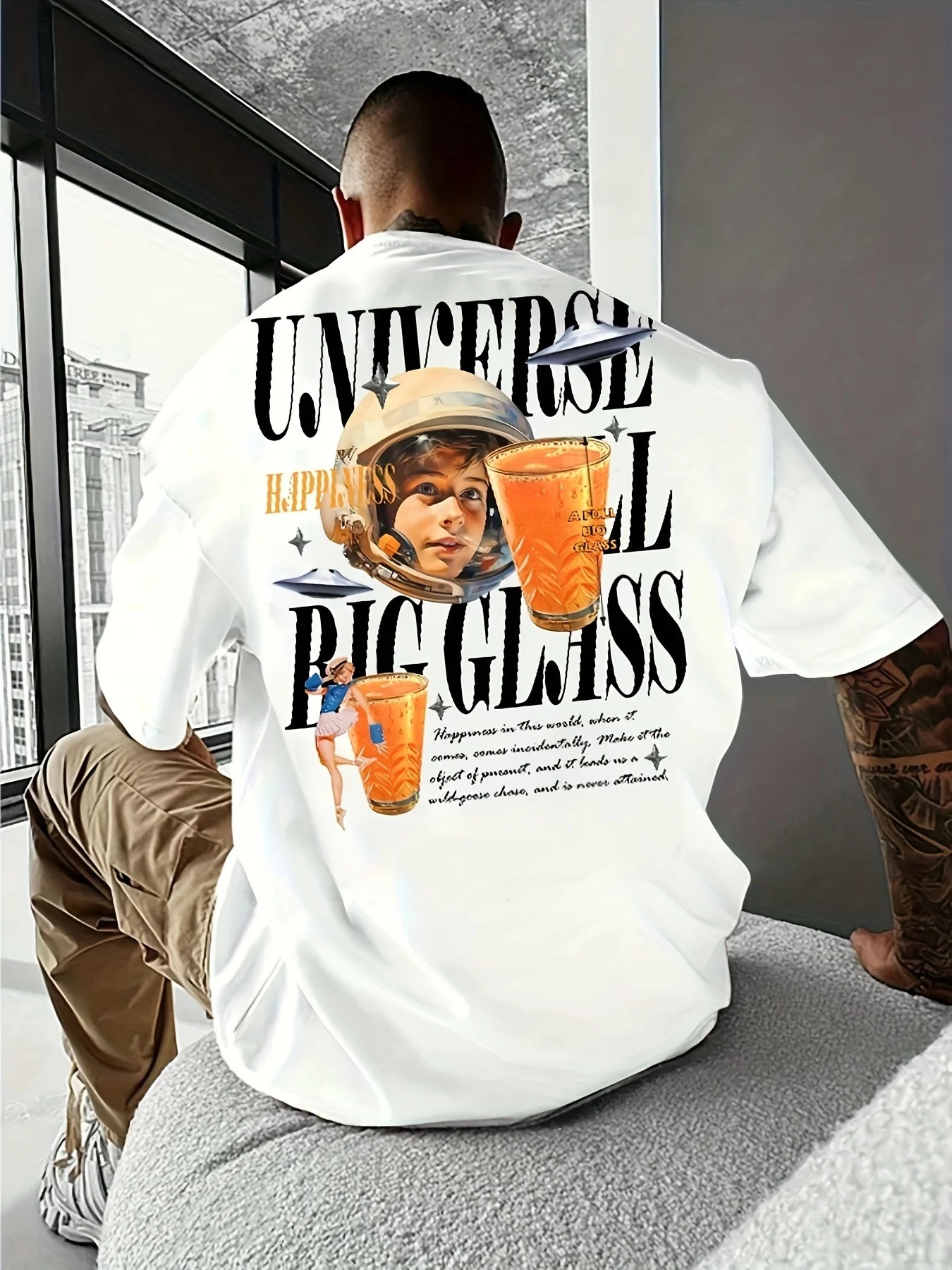 Men's Casual Short-Sleeved T-Shirt Spring And Summer Retro Magazine Print Top Comfortable Round Neck Tee Regular Fit Versati