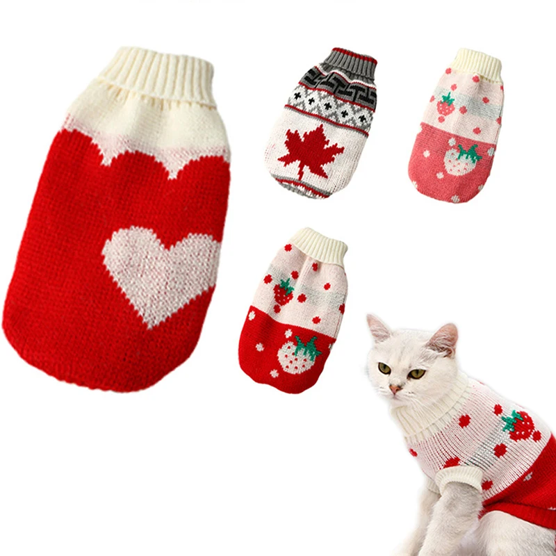 

Теплый свитер для собак, милый вязаный свитер для домашних животных, кошек, одежда для щенков, пальто для собак, пуловер, джемпер для маленьк...