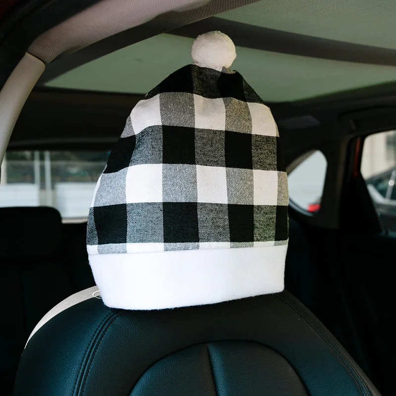 Рождественская декоративная красно-черная клетчатая накидка на автомобильное