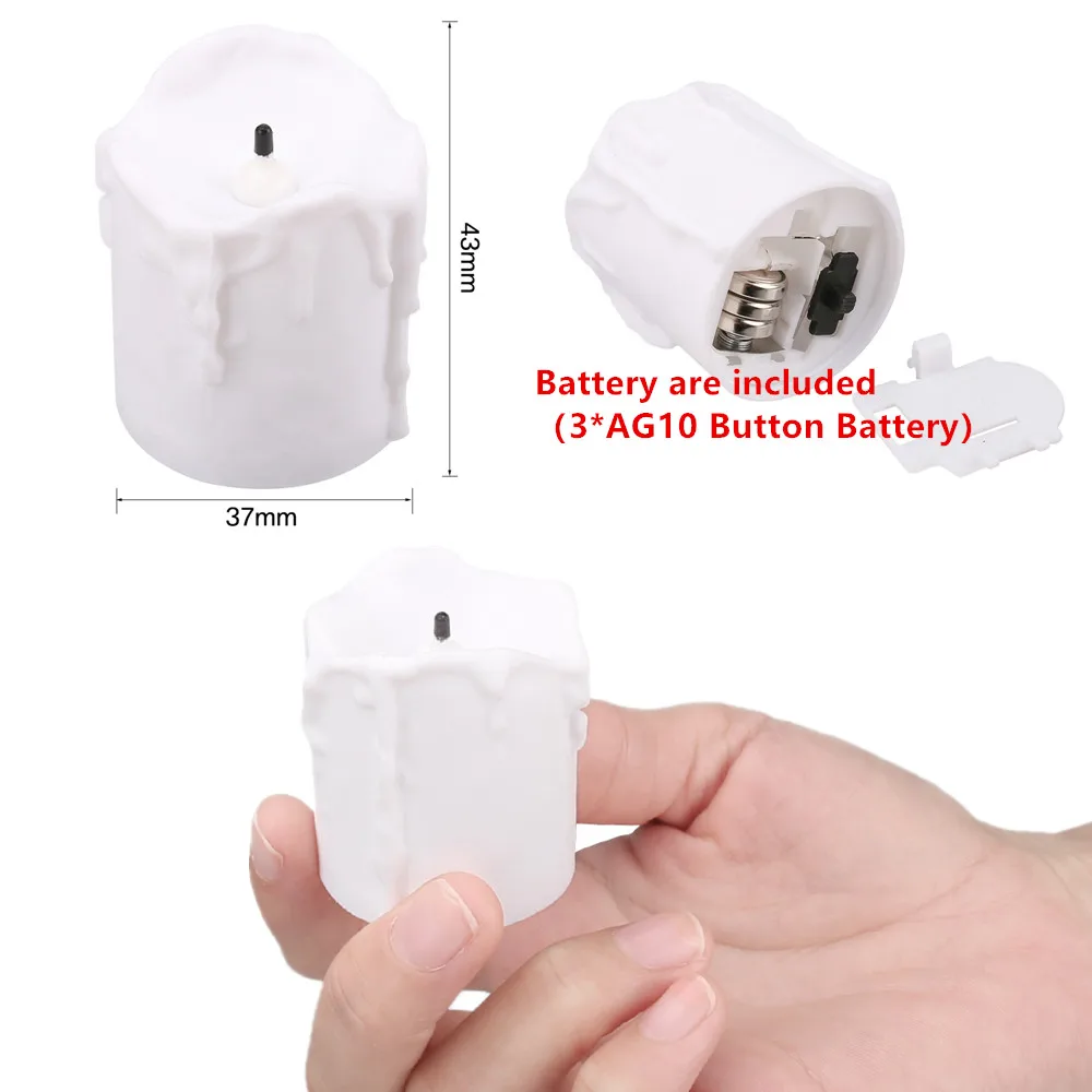 24 шт. Безопасные свечи с эффектом капающего воска, имитирующие пламя, с батарейными светодиодными подсвечниками, для дома, свадеб, Рождества, Хэллоуина и дня рождения.