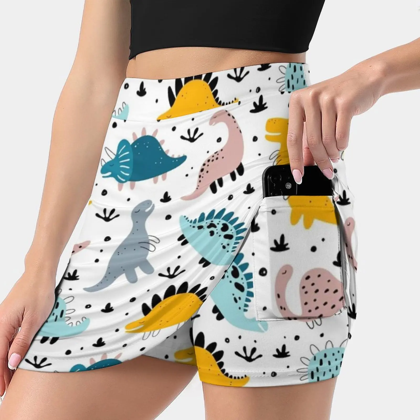 Женская юбка с милым динозавром из мультфильма эстетические юбки новые модные