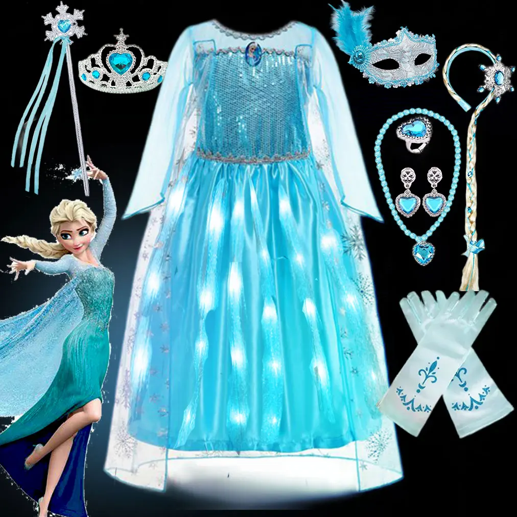 Женское платье с блестками в виде принцессы Эльзы модель 2024 года для косплея