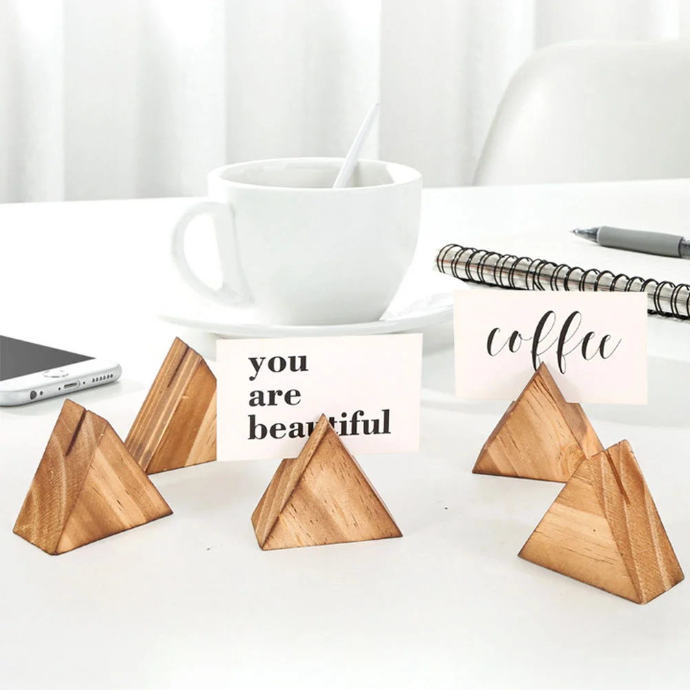

5 Pcs Business Card Holder Men Desk Gift Holders Organizer Note Display Solid Wood Cute